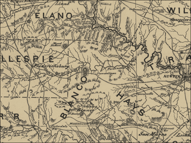 Historic Map of Blanco, circa 1865
