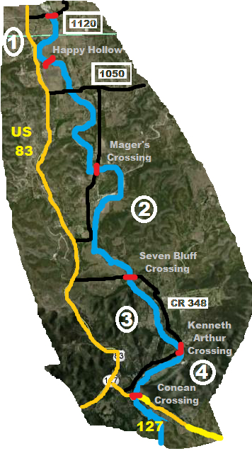 Click to enlarge Frio River map